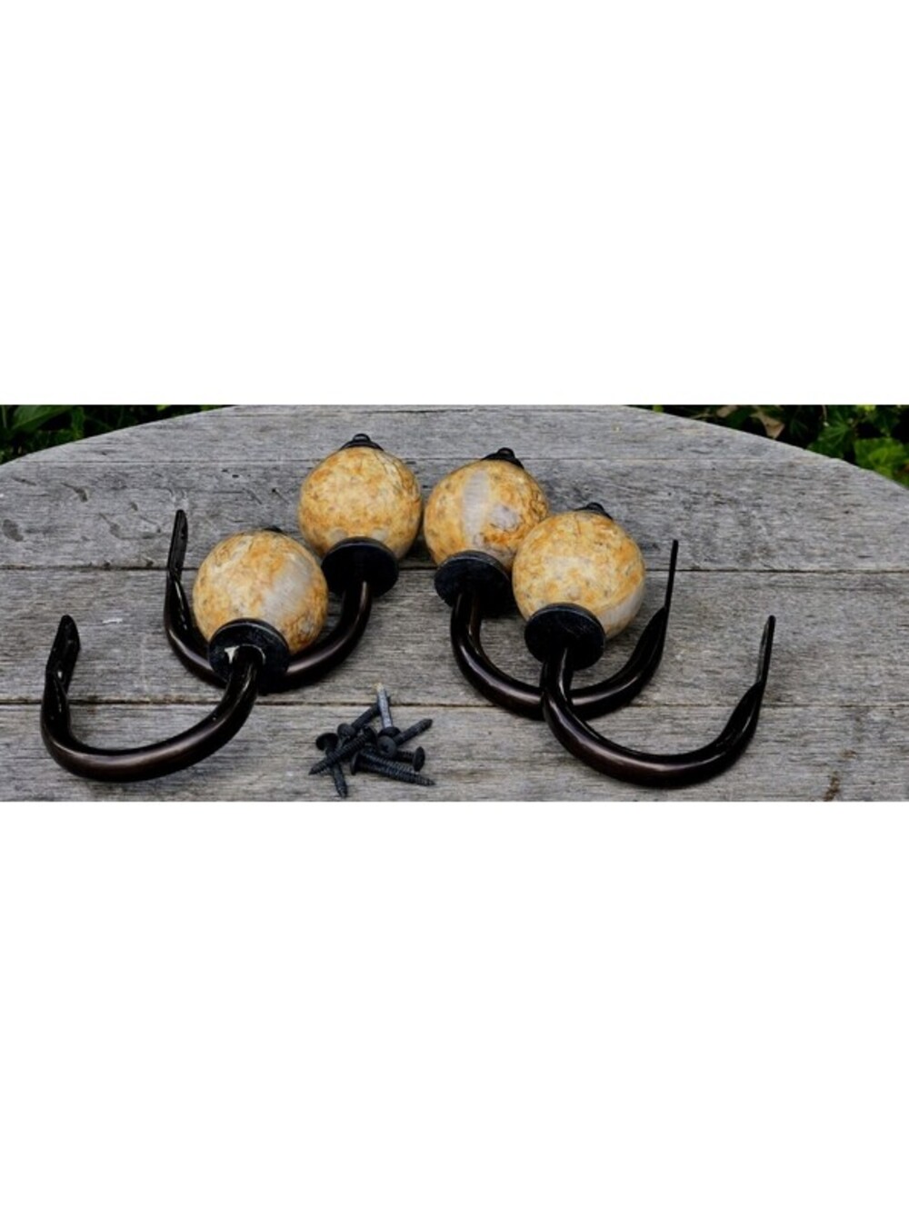 Tieback 2 Pairs Curtain Holder Tiebacks Golden Marble Semi Circular Shape Rod